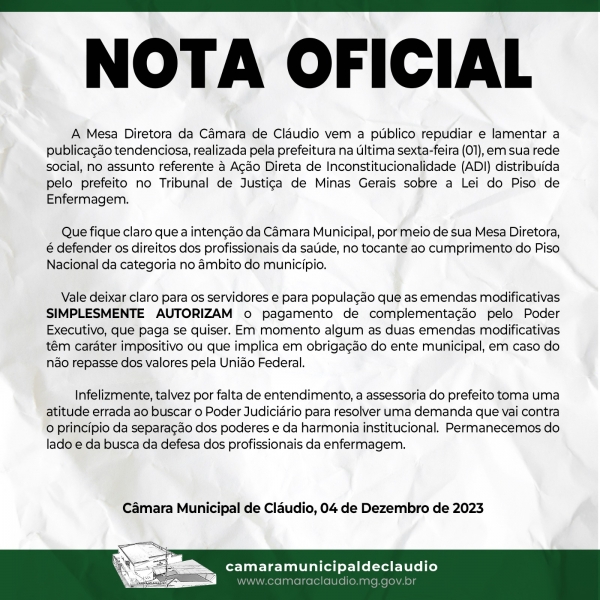 NOTA OFICIAL