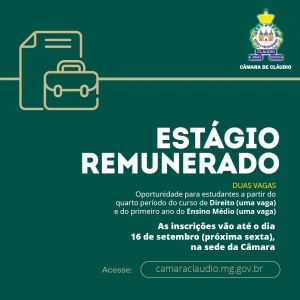 Câmara Municipal abre Processo Seletivo de Estágio