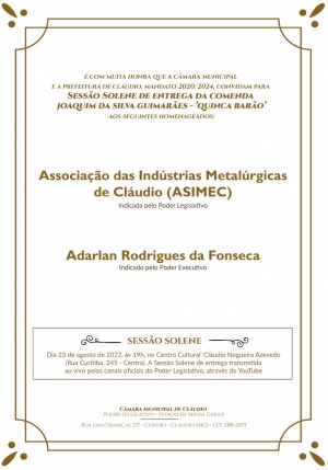 Confira na íntegra a biografia dos homenageados com a comenda Quinca Barão