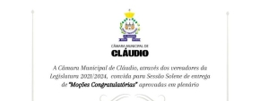 Câmara promove nesta terça sessão solene de entrega de Moções Congratulatórias