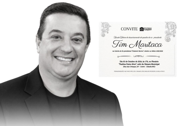 Câmara de Cláudio fará descerramento do quadro de Tim Maritaca na Galeria de Ex-presidentes