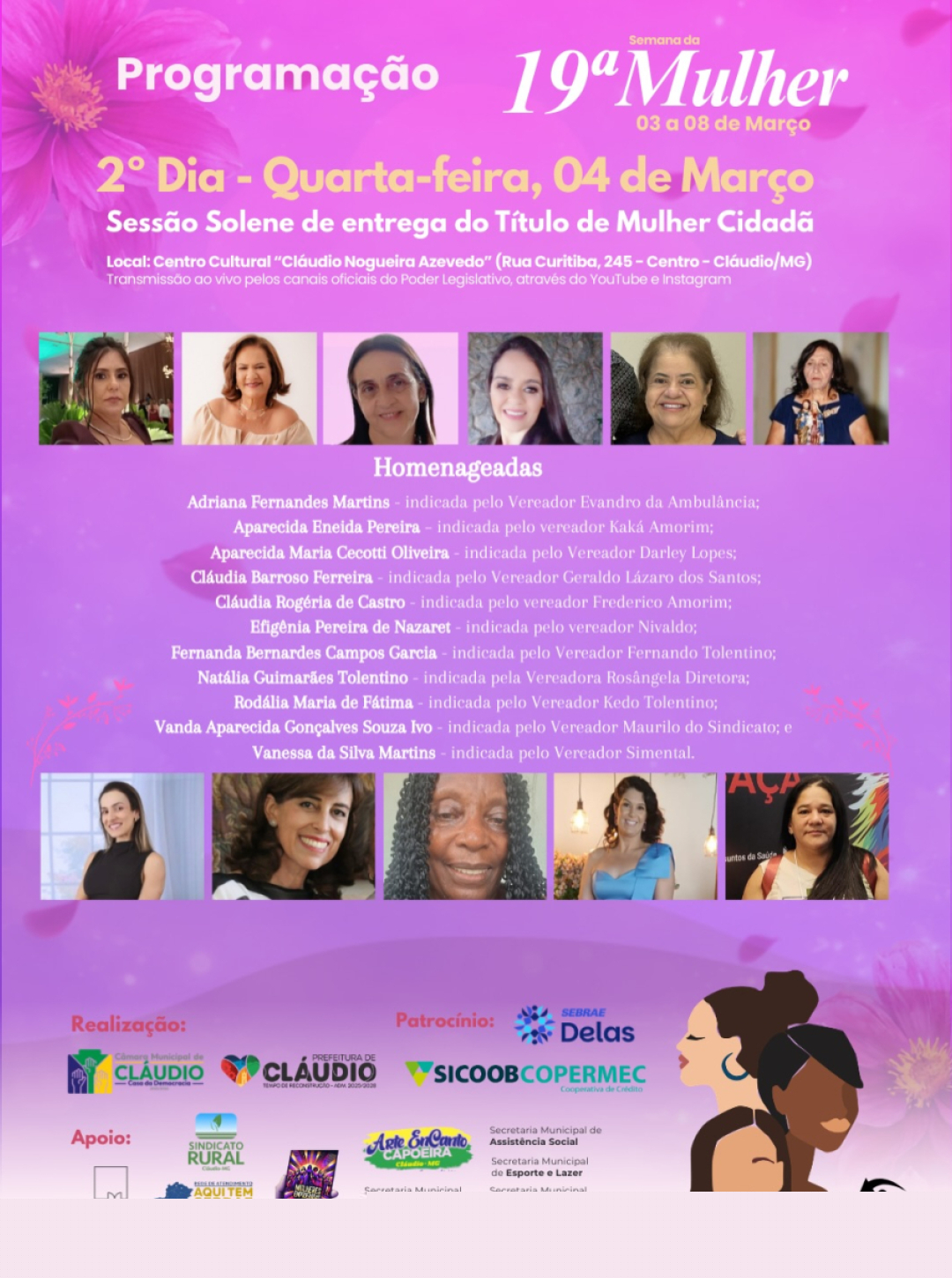 Semana da Mulher: Câmara entrega Título Mulher Cidadã nesta quarta (04)