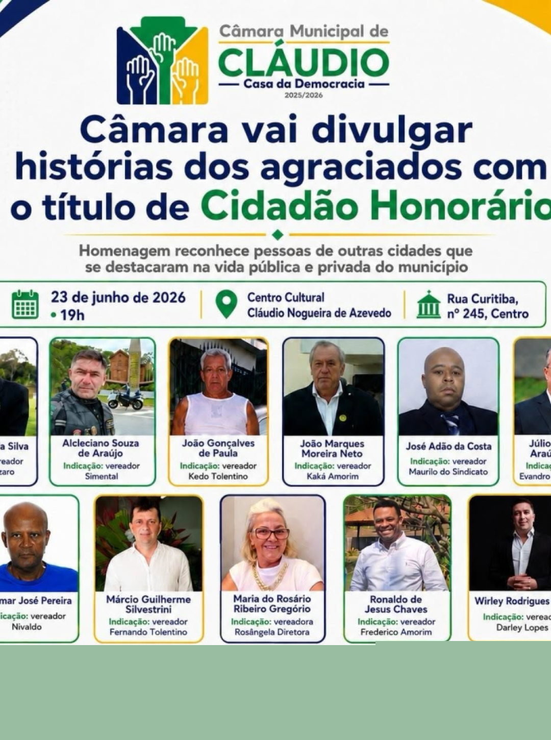 Série da Câmara vai contar a de cada um dos homenageados com a Cidadania Honorária